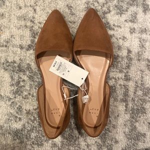 Microsuede pointed ballet flats